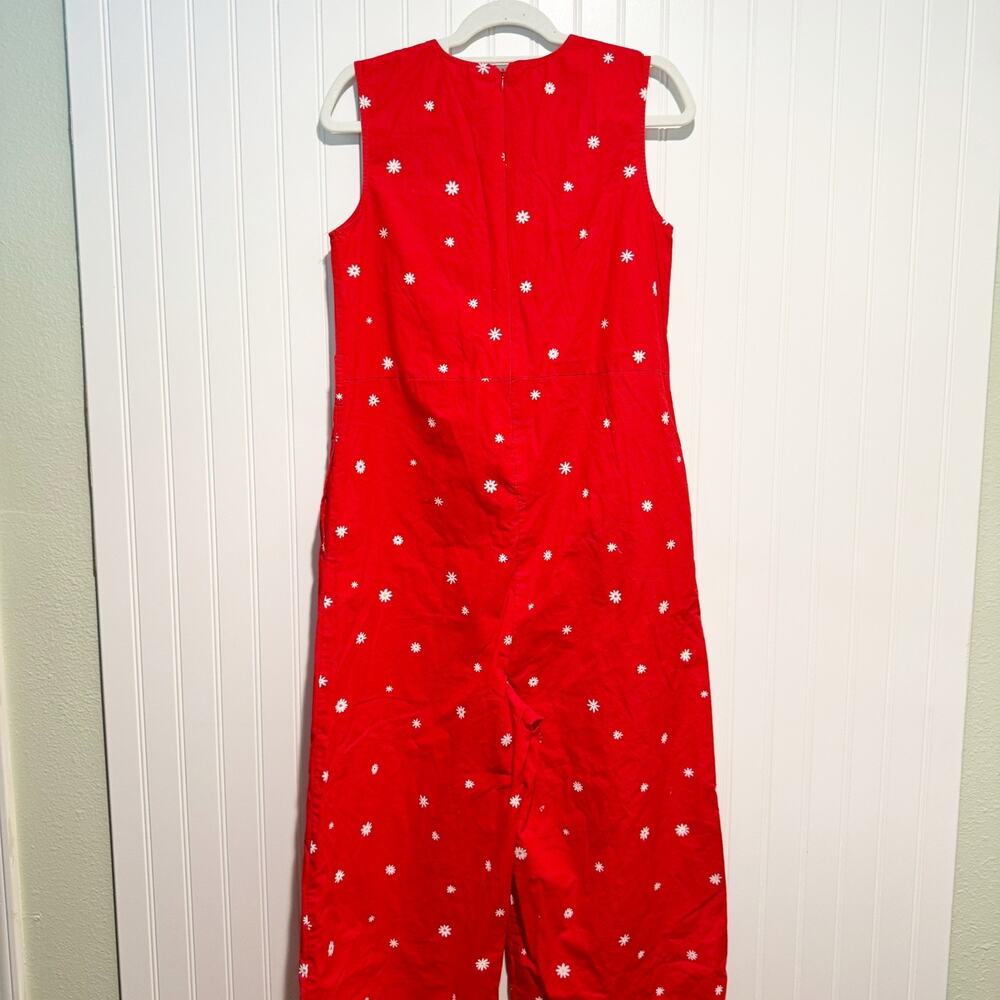 Ban.do Red Daisy Easy Wide Leg Cotton Jumpsuit Size Small No Belt - Picture 6 of 7